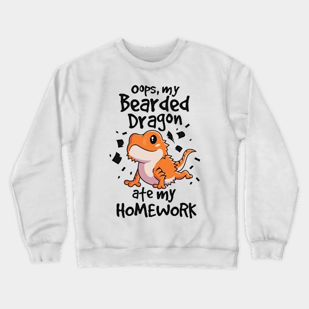 Bearded Dragon Shirt Beardie Ate My Homework Lizard Reptile Crewneck Sweatshirt by 14thFloorApparel